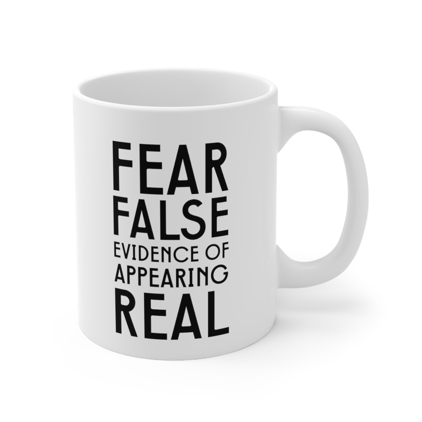 Self-Care "FEAR" White Ceramic Mug, 11oz