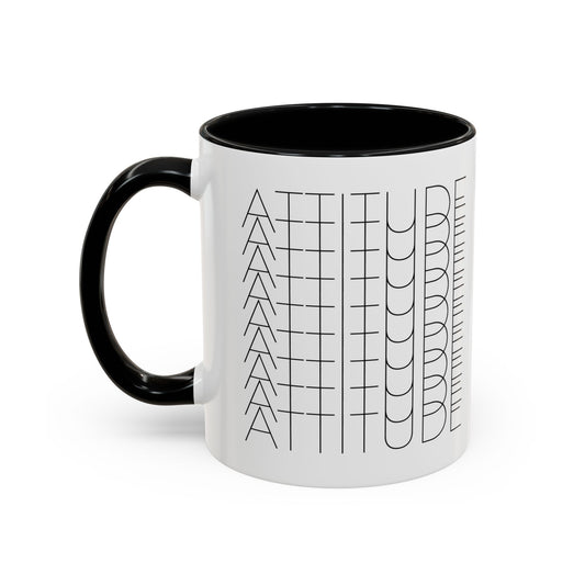 MugMood "Attitude" Black Accent Ceramic Mug, 11oz, 15oz