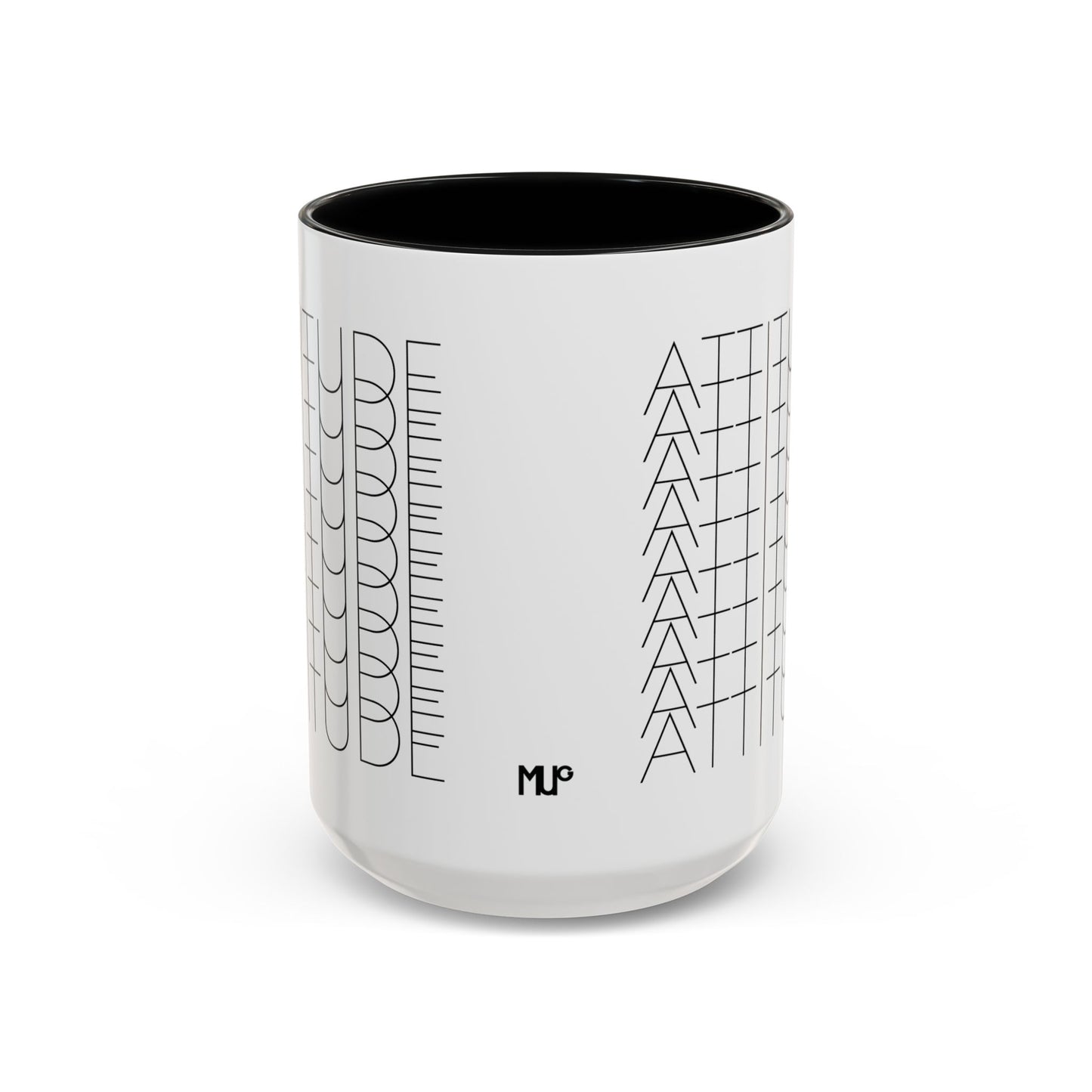 MugMood "Attitude" Black Accent Ceramic Mug, 11oz, 15oz