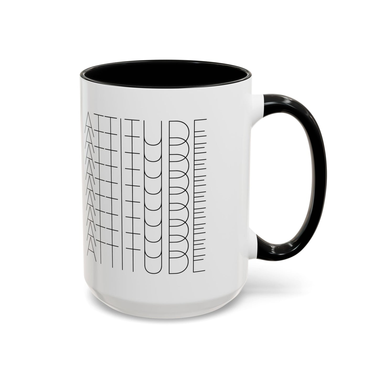 MugMood "Attitude" Black Accent Ceramic Mug, 11oz, 15oz