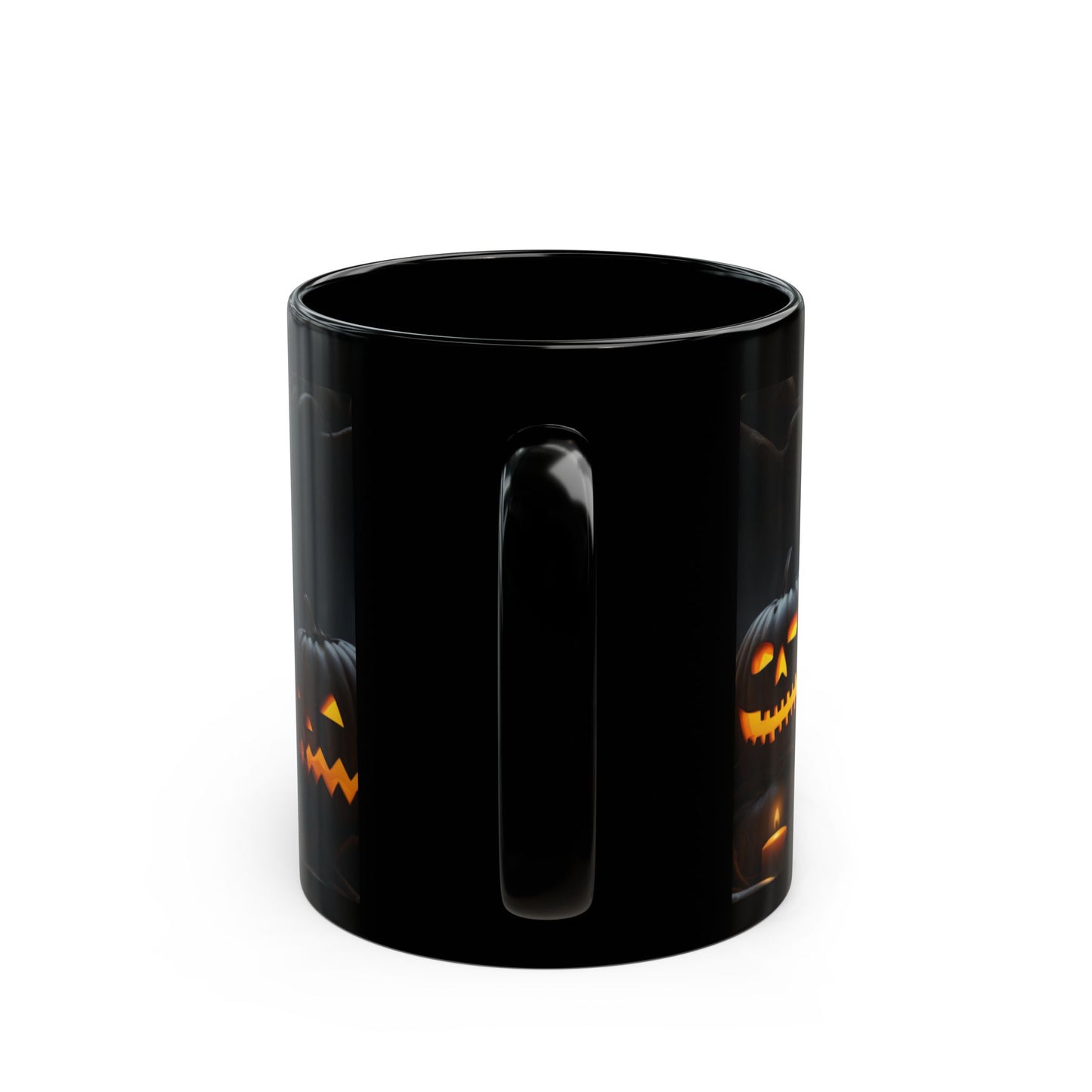 Halloween "Sip & Scare" Scary Pumpkins Black Ceramic Mug, 11oz