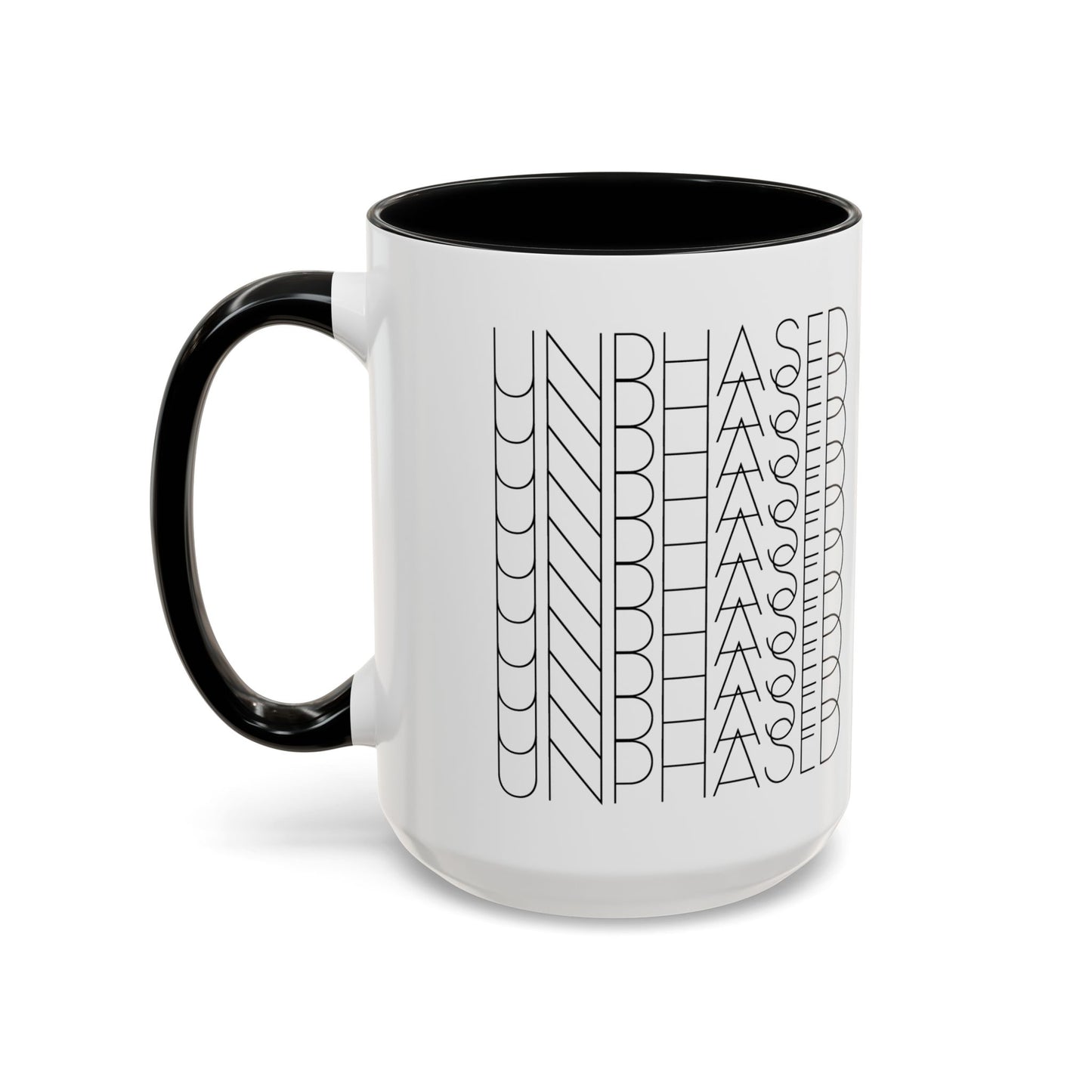 MugMood "Unphased" Black Accent Ceramic Mug, 11oz, 15oz