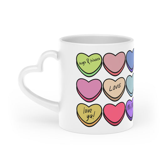 Hearts Candy Print, Heart-Shaped Mug