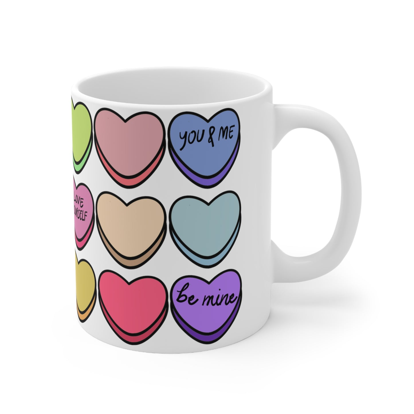 Candy Hearts print White Ceramic Mug, 11oz