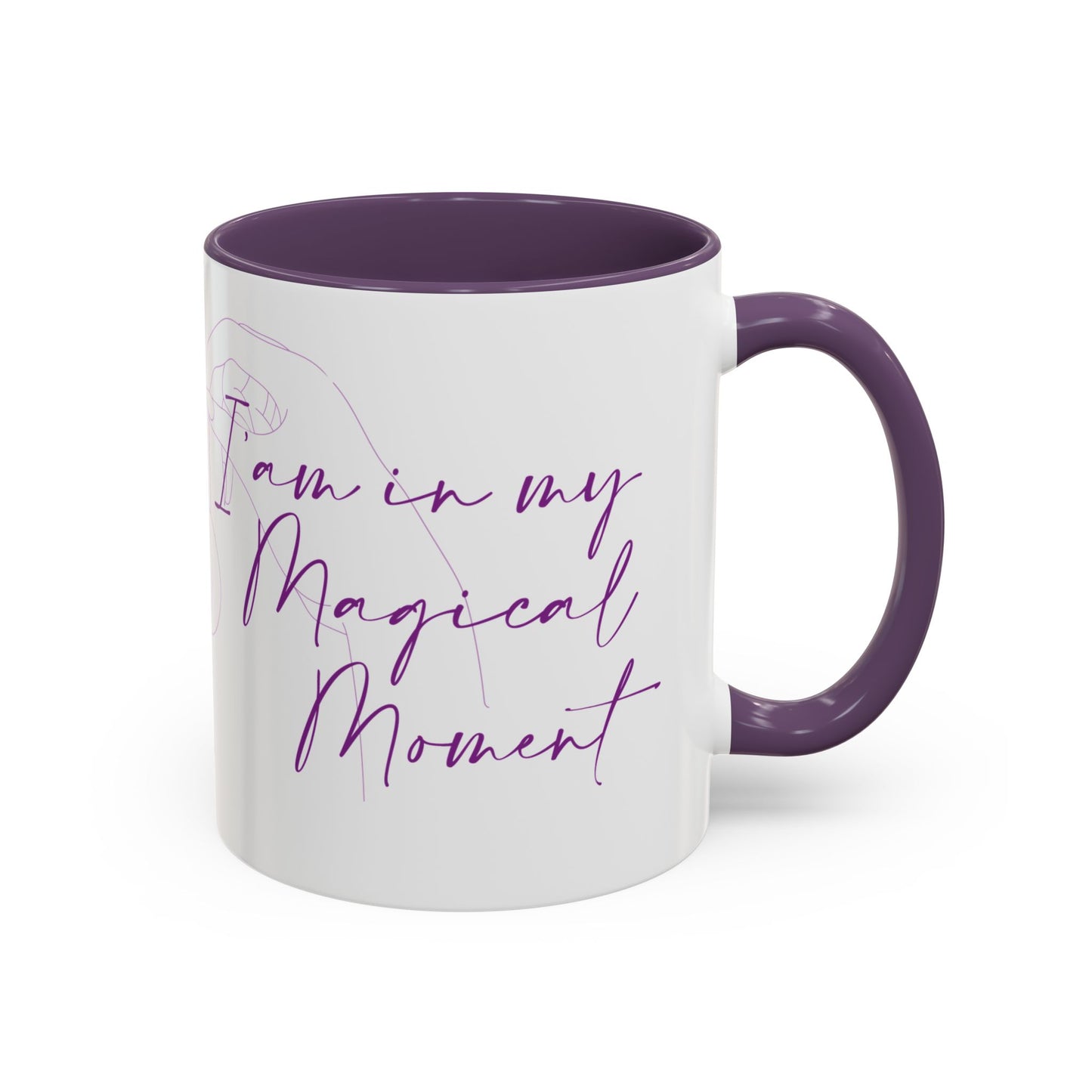 MugMood "I'am in my magical moment" Purple Accent Ceramic Mug, 11oz, 15oz