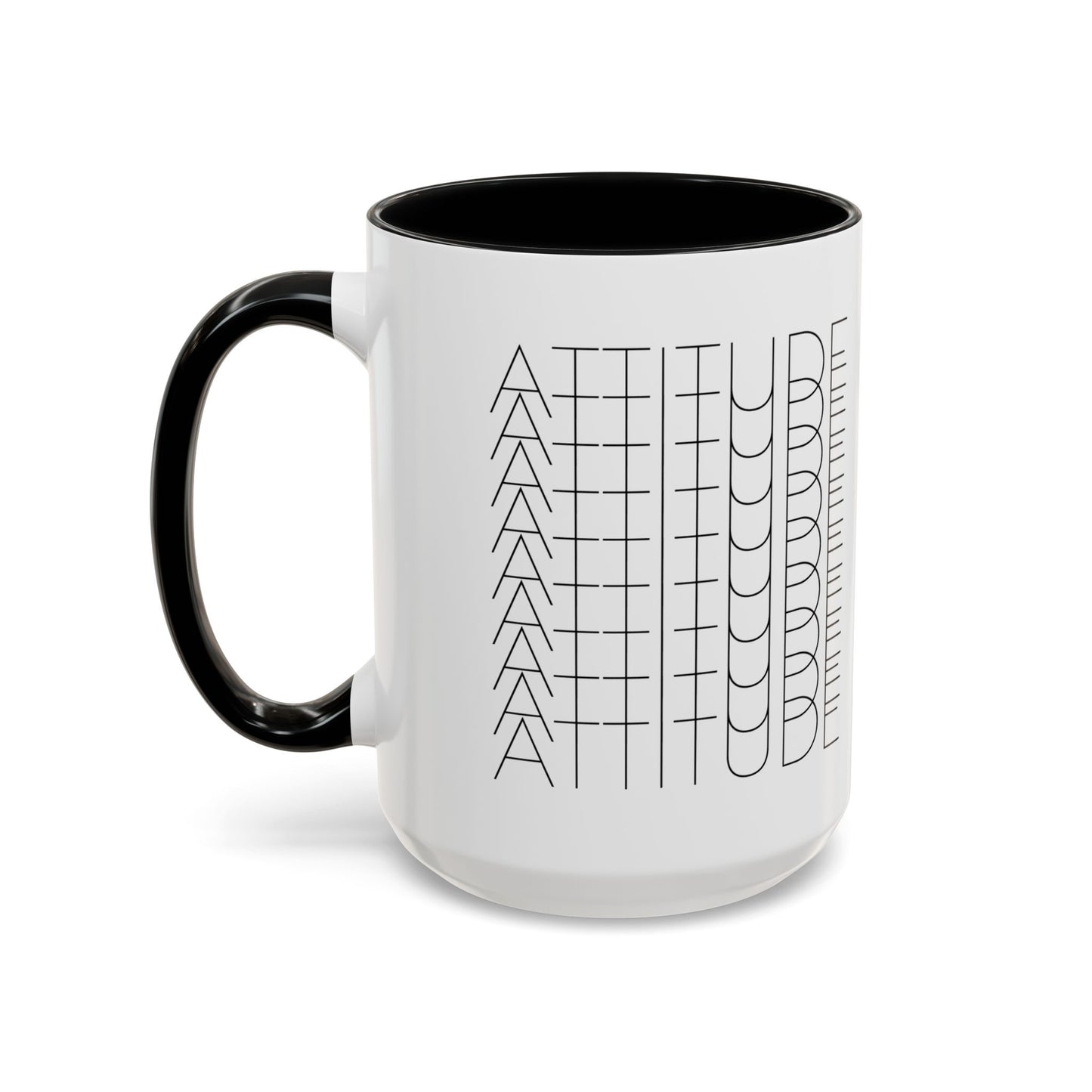 MugMood "Attitude" Black Accent Ceramic Mug, 11oz, 15oz