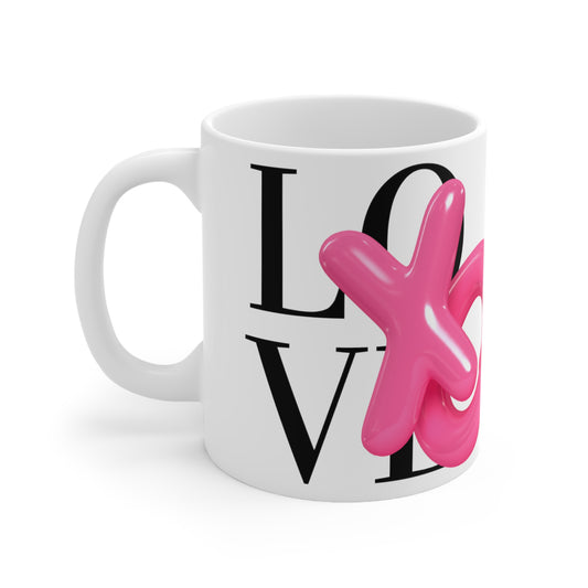 "Love XOXO" White Ceramic Mug, 11oz
