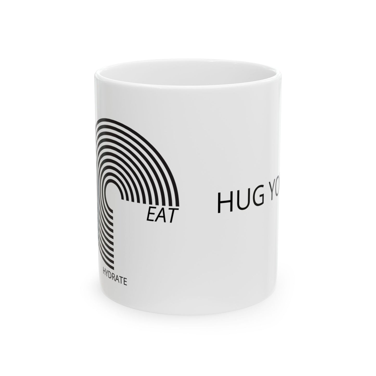 "Sleep, Eat, Hydrate, Hug Your Pet, Repeat" Text White Ceramic Mug, 11oz