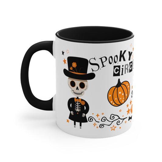 Halloween "Spooky Circle, Secret Afterlife" Black Accent Ceramic Mug, 11oz