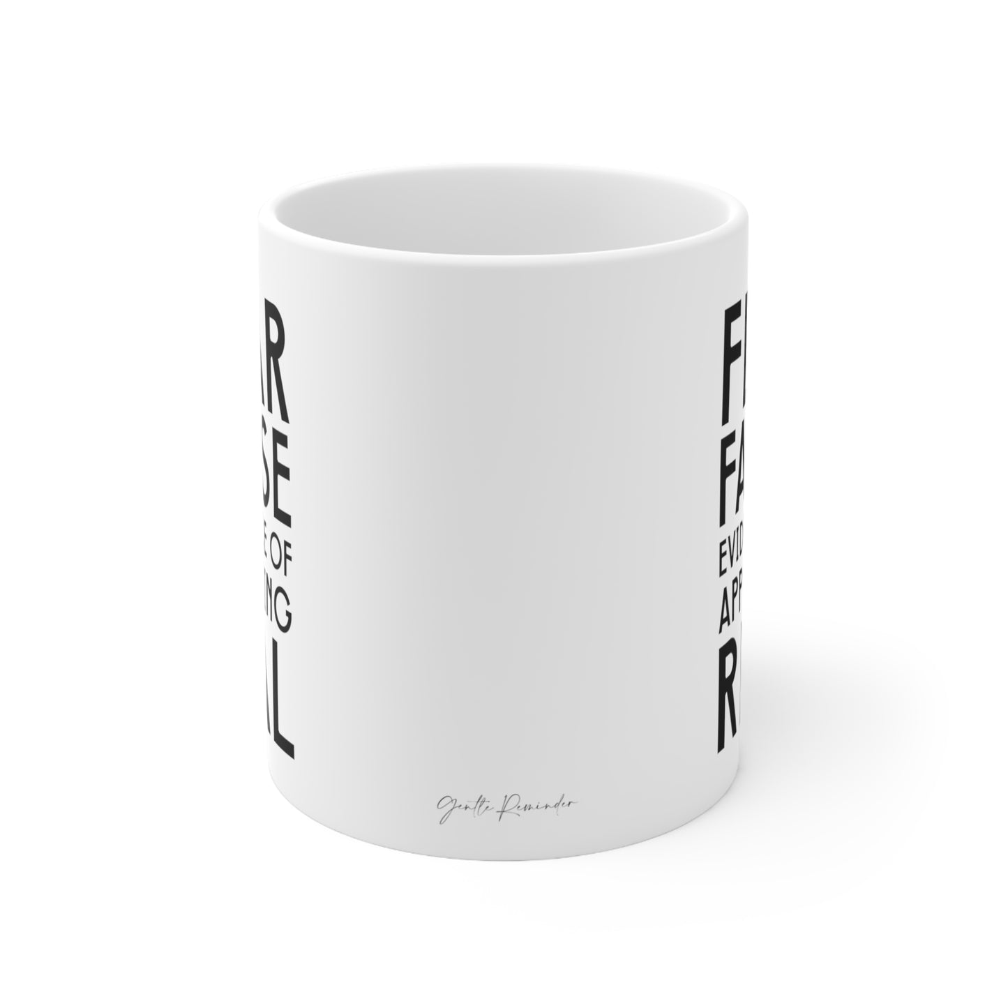 Self-Care "FEAR" White Ceramic Mug, 11oz