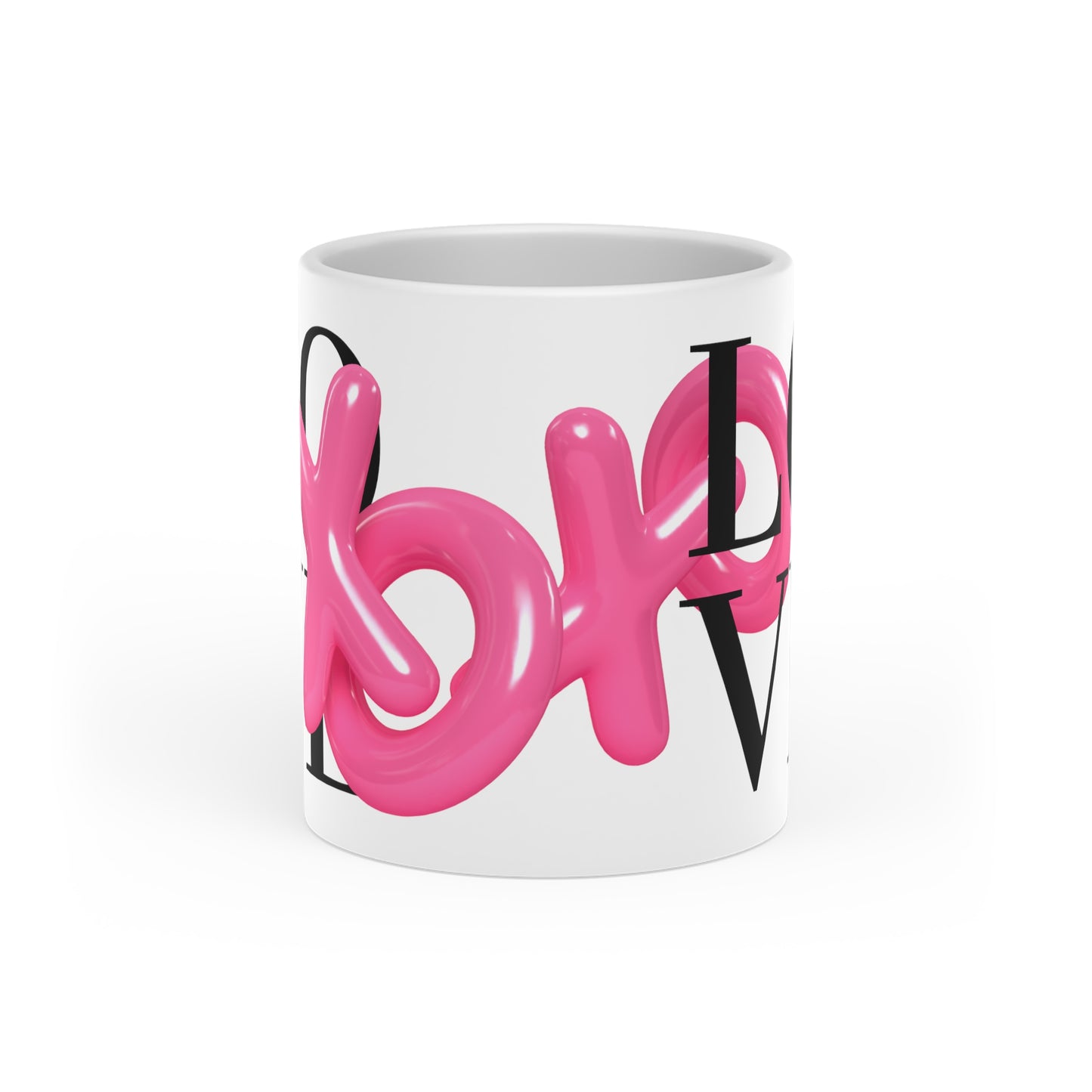 "Love XOXO" Inflated Design, Heart-Shaped Mug